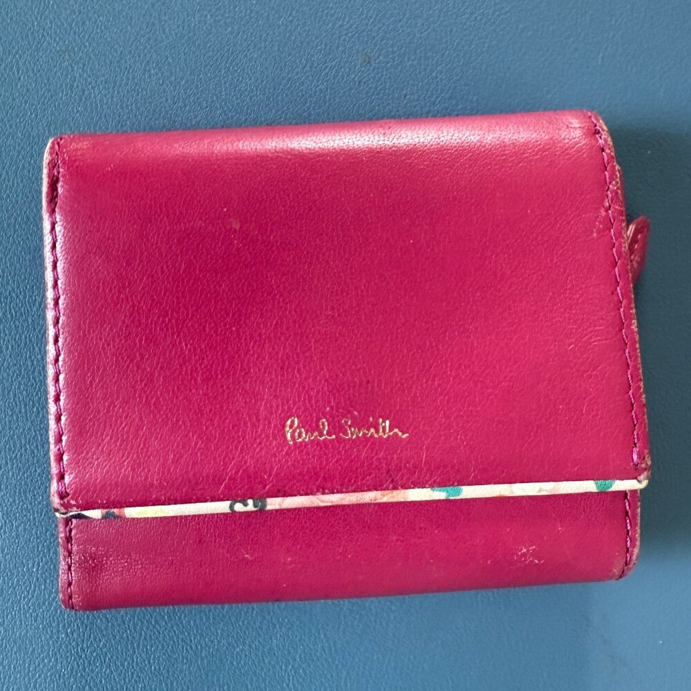 Paul Smith Pink Leather Wallet with Garden Trim